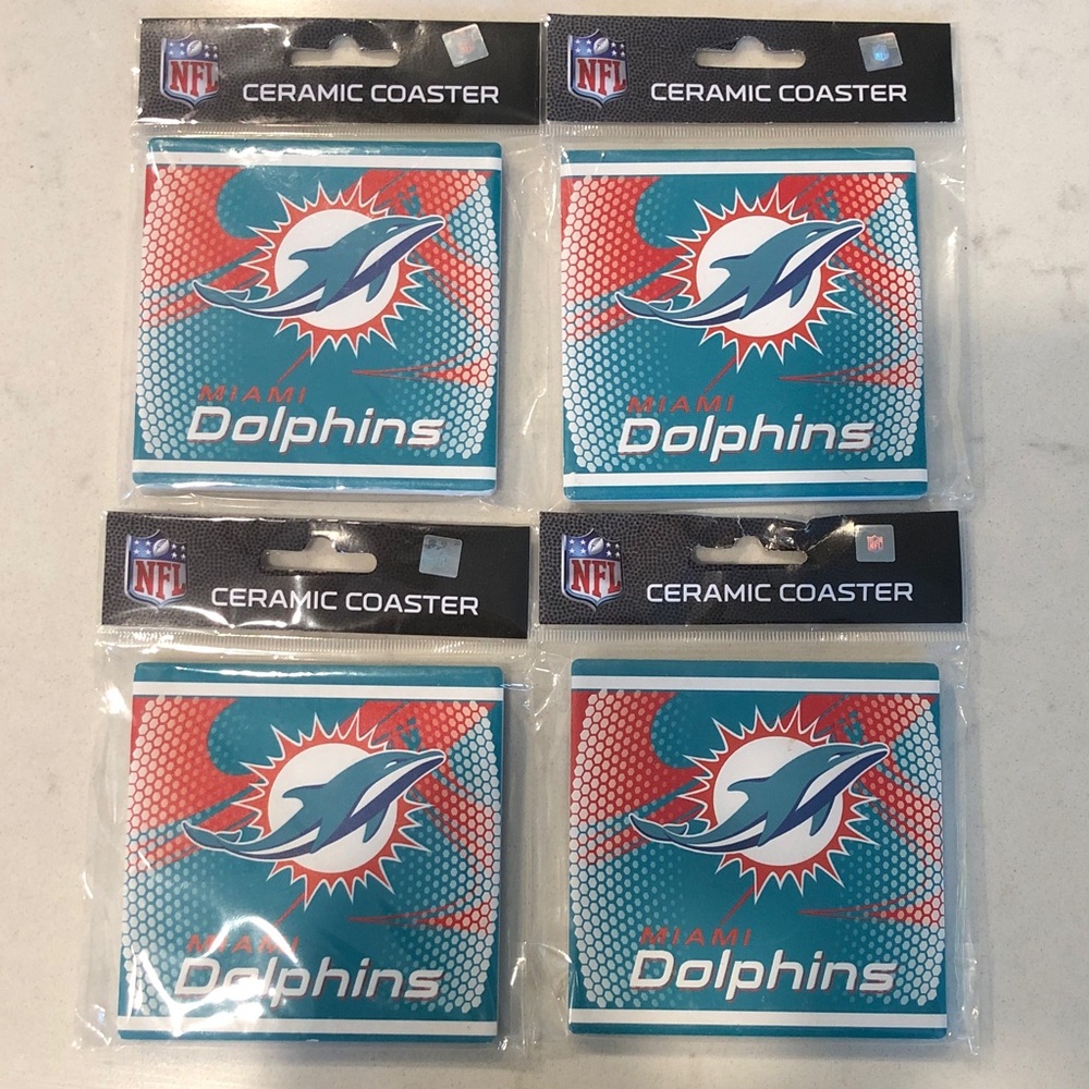 NFL Miami Dolphins Ceramic Coasters - Teal and Orange